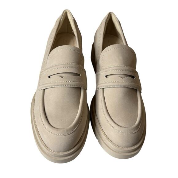 JENN ARDOR Women's Chunky Loafers Slip On Lug Sole Penny Loafer 7.5 Beige Matte - Picture 2 of 7